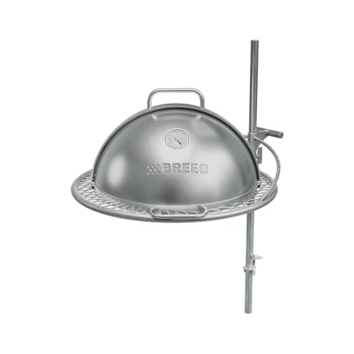 Breeo Grill Dome and Outpost Grill Bundle - Hinged Stainless Steel Dome w/Built-in Thermometer, Outdoor Set for Live-Fire Cooking - Fits X/24, X/30 Series - Grilling Gift for Dad - Gifts for Dad