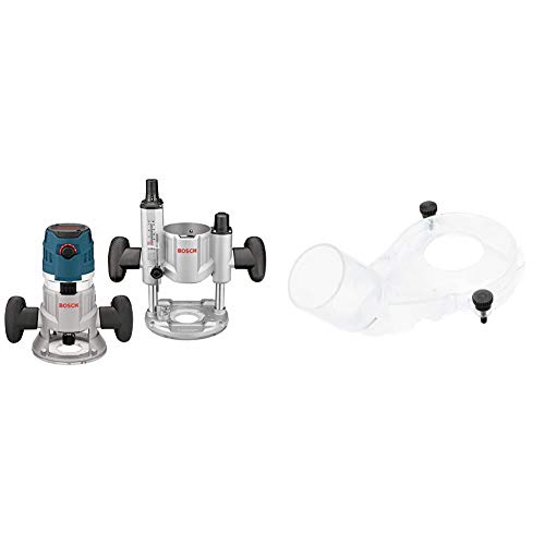 Bosch MRC23EVSK Combination Router - 15 Amp 2.3 Horsepower Corded Variable Speed Combination Plunge & Fixed-Base Router Kit with Hard Case & RA1177AT Three-Piece Dust Extraction Hood Kit