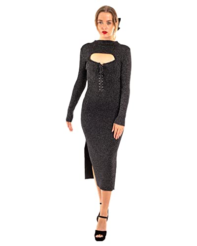 Robe midi moulante à découpe robe de soirée métallisée S-M