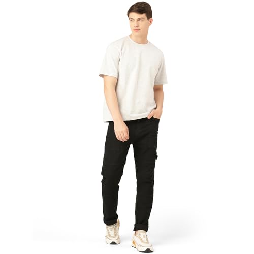 Image of PARIS HAMILTON Men Relaxed Fit Colorblocked Distressed Two Tone Stretchable Denim Jeans