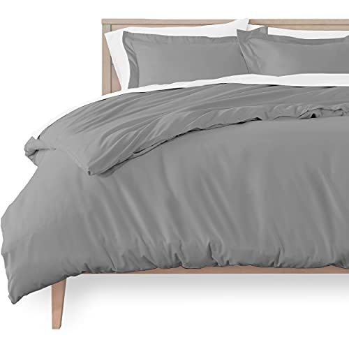 Bare Home Duvet Cover King/Cal King Size - Premium 1800 Super Soft Duvet Covers Collection - Lightweight, Cooling Duvet Cover - Soft Textured Bedding Duvet Cover (King/Cal King, Light Grey)