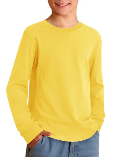 ZDC Boys Long Sleeve Shirts Fall Kids Crewneck Tops Casual Basic Tees 5-14Y