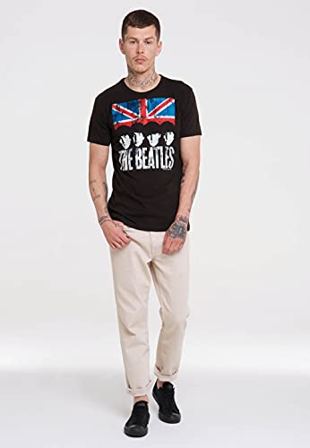 Logoshirt® The Beatles I Union Jack I T-Shirt imprimé I Femme & Homme I Col Rond I Manches Courtes I Marron Noir I Design Original sous Licence I Taille XS - Les Beatles, Paul McCartney, John Lennon, RIngo Starr, George Harrison Logoshirt® The Beatles I Union Jack I T-Shirt imprimé I Femme & Homme I Col Rond I Manches Courtes I Marron Noir I Design Original sous Licence I Taille XS – Image 3
