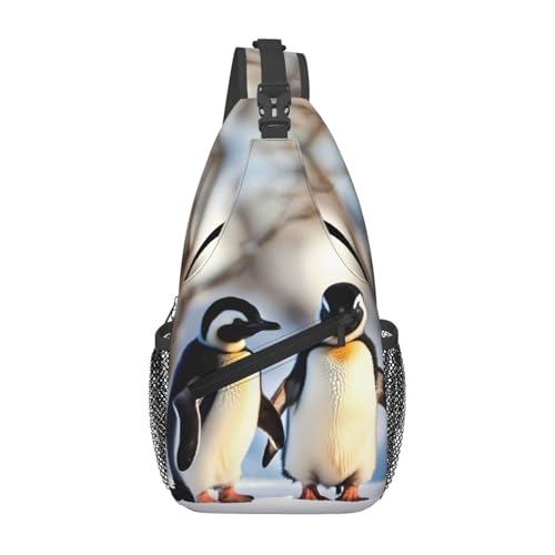 Morrales tipo sling con diseño de pingüinos para viajar miniatura 1