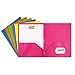 JAM PAPER Plastic 2 Pocket School POP Folders with Metal Prongs Fastener Clasps - Assorted Fashion Colors - 6/pack