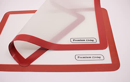 Silicone Baking Mat, Half Sheet, 16.5" L X 11.5" W X 0.75 Mm Thick, Reusable Baking Sheet Liner, Thick, Non-Stick, Easy Clean, Professional Grade, For Cookie, Pastry (2, Red) #TOP5