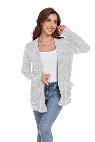 Image of GRECERELLE Womens Long Sleeve Lightweight Open Front V-Neck Casual Cardigan Sweaters Outerwear with Pockets 2025, S-2XL