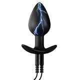 AMAZBEE Electroshock Anal Plug Estim Prostate Massager G-spot Training Silicone Anal Vaginal Plug Wearable Butt Plug with T-Base Sex Toys (B)