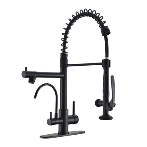 Image of Fapully Commercial Kitchen Faucet with Drinking Water Faucet Matte Black