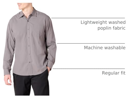 Image of Amazon Essentials Men's Regular-Fit Long-Sleeve Casual Poplin Shirt, Button Front, Business Casual, Collared
