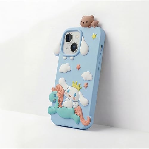 Image of amazon basics Cute 3D Unicorn Silicone Phone Case for iPhone 15 | Soft Protective Cartoon Back Cover for Girls | iPhone Back Case for iPhone 15