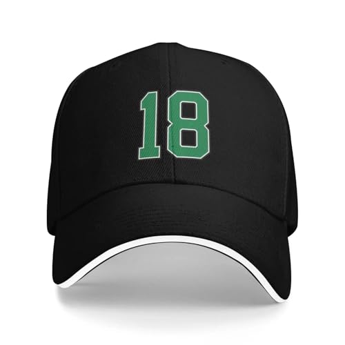 Casquette de baseball décontractée verte numéro 18 de style camionneur snapback