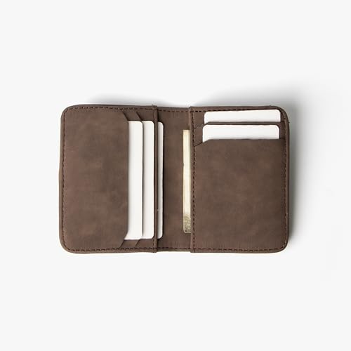 Image of Bellblock Minimal Card Holder for Men /Women | Slim Handcrafted Mens Card Wallet | Upto 7 Cards & Folded Cash | Vegan Leather | Brown (Pack of 1)