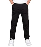 CAMLAKEE Jungen Chino Hose Kinder Jungs Straight Fit Chinohose mit Elastischem Bund Schwarz DE: 140-146 (Herstellergröße 140)