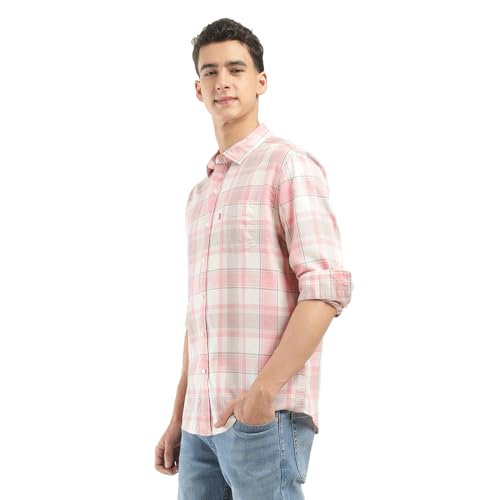 Image of Levi's Men Cotton Checkered Slim Fit Shirt