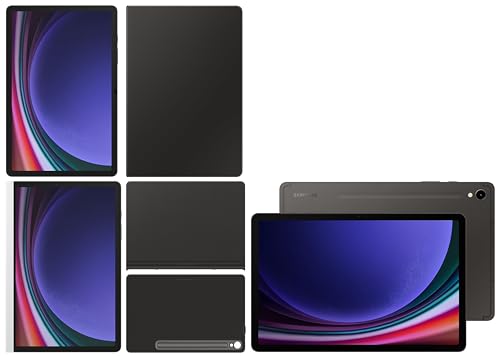 Image of Samsung Galaxy Tab S9 RAM 12 GB, ROM 256 GB, Wi-Fi Tablet, Gray with S9 Screen Protector, Transparent & S9 Book Cover Keyboard, Black & S9 Notepaper Screen, White & S9 Smart Book Cover, Black