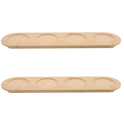 Bandeja de madera para servir vasos con 4 ranuras anticaída 2