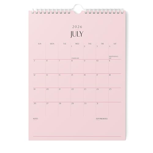 Karto Wall Calendar 2026-2027 - Vertical 8.5x11 inch July 2026 to December 2027 - Boost Your Productivity and Easy Planning with the Aesthetic Monthly Calendar - All Pink