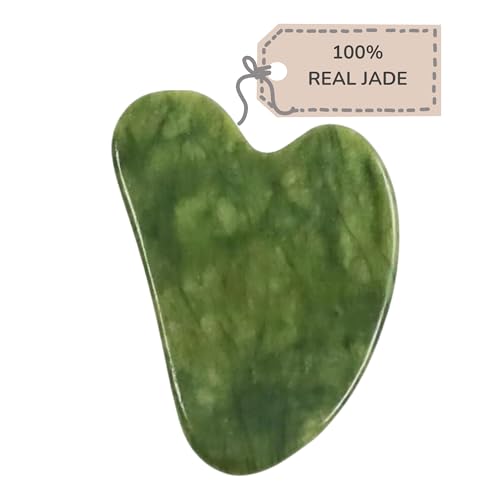 Kandyway Authentic Jade Gua Sha Facial Tool – Premium Face Massage Tool with Bonus Instructional Videos – Enhances Radiance, Improves Circulation, and Promotes Lymphatic Drainage.
