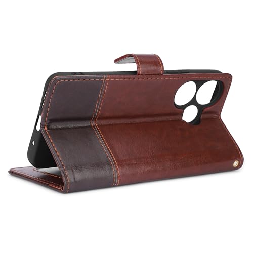 Image of Inktree Vivo V50 5G Flip Cover | Leather Finish | Complete Protection Flip Case for Vivo V50 5G - Tan Coffee
