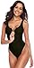 Produktbild SHEKINI Damen Einteiliger Bademode Reißverschluss High Cut Badeanzug Sportlich Rückenfrei Ärmellos Monokini (Large, Dunkelgrün)