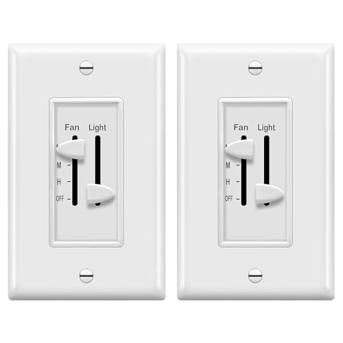 ENERLITES 3 Speed Ceiling Fan Control and Dimmer Light Switch, 2.5A Single Pole Light Fan Switch...