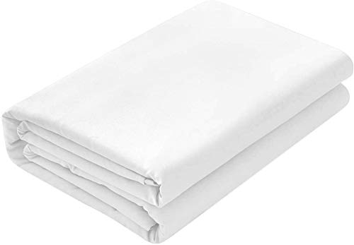 Image of Single Size Bed Sheet - 600 Thread Count Single Flat Sheet Only - Long Staple Egyptian Cotton Top Sheet Wrinkle & Fade Resistant - White