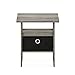Furinno Andrey End Table / Side Table / Night Stand / Bedside Table with Bin Drawer, French Oak Grey/Black