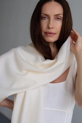 Italian Broad 70% Cashmere and 30% Silk Scarf Shawl Wrap Stole of Premium Quality Super Soft Made in Italy for Woman2
