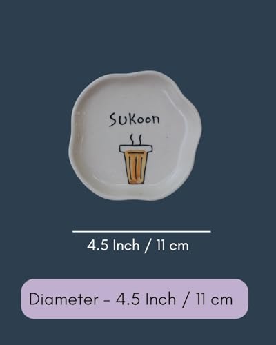 Image of WEAVING HOMES Sukoon - Handmade Dessert Plate Luxurious Premium Ceramic Plates, Handmade Kitchenware Dinnerware Pasta Serving Plates- Set of 1