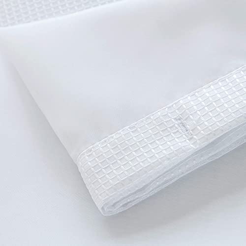 Waffle Weave Shower Curtain With Liner Sets - Modern Shower Curtain For Bathroom With Mesh Top Window - Premium Quality Fabric Snap Shower Curtain #TOP7