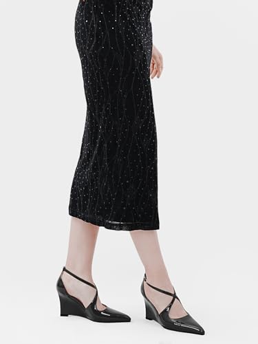 Women's Sexy Wedge Heels Pointed Close Toed Patent Leather Pumps Cross Strappy Wedges Pointy Pump Ankle Strap Buckle Comfortable Wedding Dressy Shoes3