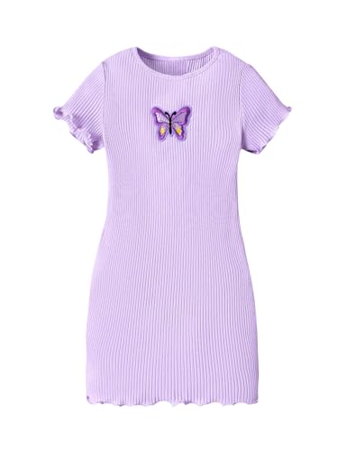 SHENHE Girl's Knitted Mini Dress Casual Short Sleeve Butterfly A Line Bodycon Pencil Dress