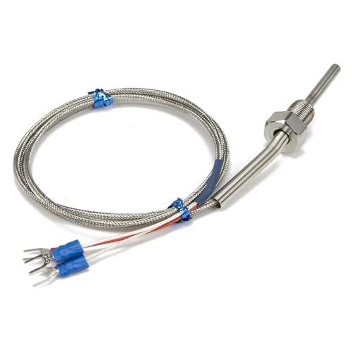 Sensor de temperatura RTD PT100 con cable metálico de 1m para lecturas estables 3
