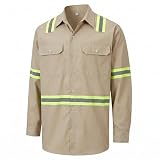 JURFEYANG Hi Vis Shirts for Men Button Down Long Sleeve Safety Work Shirts Class 3 High Visibility Reflective...