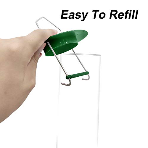 ERYTLLY Bird Feeder Classic Tube Hanging Feeders for All Kinds of Birds,Weatherproof, Advanced Hard Plastic with Metal Hanger (1 Pack) (Green 6 Ports Bird Feeder-1 Pack) - Thumbnail 4