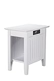 Atlantic Furniture Nantucket Chair Side Table with Charging Station, White