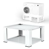SKM Universal Washer & Dryer Pedestal for 27" & 28" Machines | Heavy-Duty Steel, 700LB Capacity | 15.7" Height, Anti-Slip & Shock-Absorbing, White