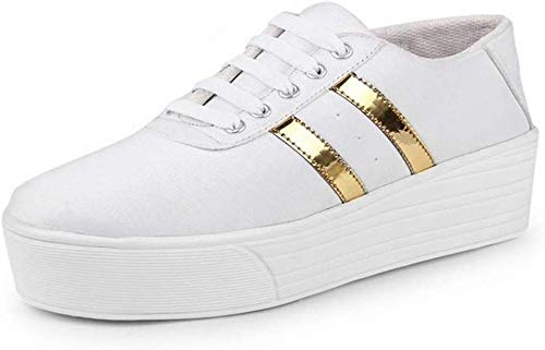 white golden sneakers