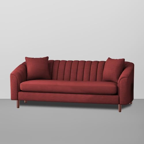 Image of Casaliving Doraldo 3 Seater Sofa Set for Living Room (Maroon -Colour) Premium Fabric Sofa Set for Living Room Sofa