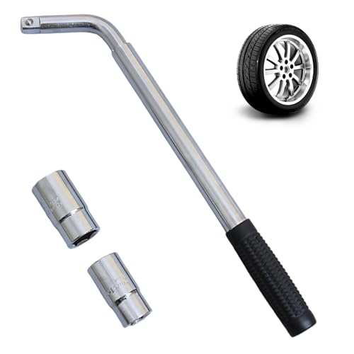 Rachlicy Outil de retrait d'écrou de roue, jeu clés télescopiques pour enlever les écrous roue avec douille 17/19 mm et 21/23 mm pour roues automobiles