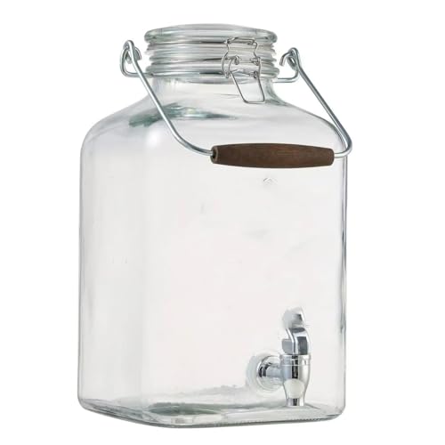pomiler 2 Gallon Glass Beverage Dispenser with Glass Clamp Lid and Spigot Used as Lemonade Dispenser Sun Tea Jar Kombucha Jar