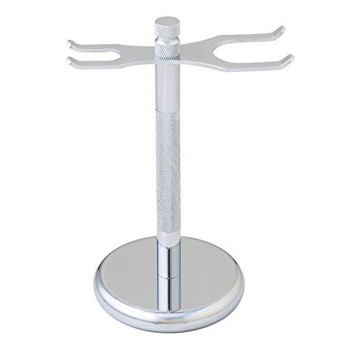 Pearl Combo of Shaving Razor and Brush Holder Stand (Chrome)