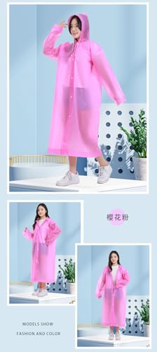 Image of Rain Ponchos for Adults, Reusable PEVA Rain Coats for Women Men Waterproof Lightweight Long Rain Jackets with Hood