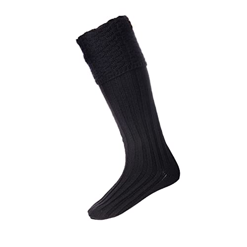 Black Bubble Top Pipe Band Piper Knit Merino Wool Kilt Hose Socks