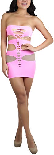 Image of ToBeInStyle Women's Stretch See Through Fishnet Novelty Mini Rave Party Dress