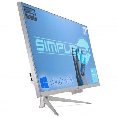 SIMPLETEK PC All in One RGB Core i3 Windows 10 Pro 27" Full HD RAM 16 GB SSD 480 GB | Webcam Integrata, WiFi5, Bluetooth | Computer Fisso Desktop