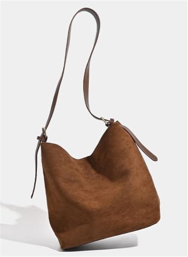 Retro Suede Crossbody Bag for Women Casual Bucket Shoulder Bag Suede Hobo Purse Tote Handbag Slouchy Shoulder Purse Satchel2