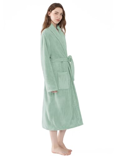 Image of Soft Robe For Women,Warm Plush Bath Robes Female,Spa Towel After Shower Lightweight Long Bathrobe