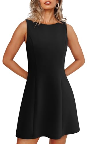 WIHOLL Women's Summer A-Line Sleeveless Boat Neck Mini Dress Club Party Little Short Dresses3